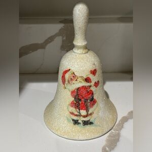 Vintage Christmas Bell Snow Santa Happy Holidays